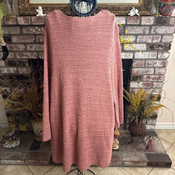 J Jill Womens Mauve Tunic Sweater Dress Crochet Open Knit Size 4X - Picture 6 of 9